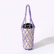 1pc Handmade Woven Mesh Bag, Carrying Bottles, Drinks, And Coffee.Reusable, Portable, And Stylish.A Great Handmade Friends, Family, And Classmates. - 紫色 - 查看 13