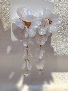 1 Pair Fashionable Women's Elegant Acrylic Flower Drop Earrings, Versatile Suitable For Vacation Wear - Multicolor - View 2