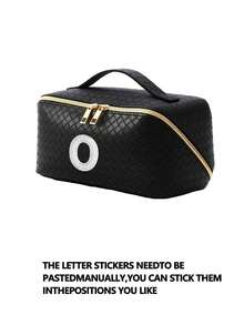 1pc PU Leather Makeup Tool Storage Bag, Letter Pattern, Waterproof Portable, AB Rhinestone, Faux Pearl Letter Zipper Design, Bridal Makeup Organizer, Cosmetic Bag, Toiletry Bag, Storage Pouch, Minimalist Style, Customizable Letter Sticker, Travel Makeup Bag, Women's Bathroom Toiletry Bag (Letter A~Z), Gift For Mom, Beach Bag, Back To School Essential - Multicolor - View 19