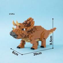 612片恐龙系列微型迷你积木套装，DIY 3D拼装玩具，多种款式可选，包括腕龙、霸王龙和蛇颈龙。是恐龙收藏家和积木爱好者的理想之选，有助于培养耐心和创造力。也是家居装饰、生日和节日礼物的完美选择。 - 彩色 - 查看 14
