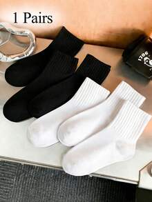 1/6/10/20 Pasang Kaos Kaki Pendek Olahraga Unisex Motif Putih untuk Wanita dan Pria, Hadiah Liburan Musim Semi/Panas - MultiWarna - View 9