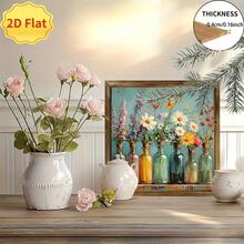1 pezzo Decorazione da parete in stile country in legno a tema primaverile - Decorazione da parete, adornata con fiori e vegetazione primaverili vivaci. Ideale per decorazioni da esterno, temi country e regali per le festività di primavera. Decorazione da parete per esterni | Decorazione da parete in stile country, pendente decorativo per soggiorno e bagno - Multicolore - Visualizzare 6