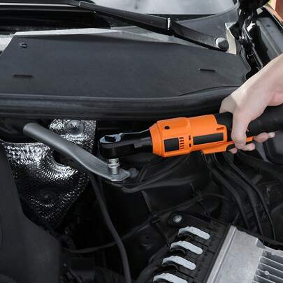Cordless Ratchet Wrench, 3/8 Inch Drive, 230 RPM, Up To 88 Ft-Lbs Of Torque, Battery Powered Electric Ratchet Wrench Set With Two 2.0Ah Batteries, Charger, Sockets, Adaptors And Cloth Bag