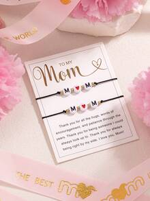 两件套简约串珠手链，适合日常佩戴和母亲节礼物，附赠贺卡 - 彩色 - 查看 3