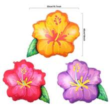 2pcs Tropical Hibiscus Flower Foil Balloons 23.6inch Hot Pink Yellow Orange Purple Hibiscus Flower Balloon For Magic Theme Hawaiian Flamingo Summer Luau Aloha Birthday Party Decorations - Hibiscus - View 3