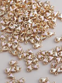 10/20/50/100pcs Alloy Round & Square Clover Enamel Double-Layer Double-Pendant Bracelet Necklace Earring DIY Jewelry Accessories - Heart-shaped - View 8