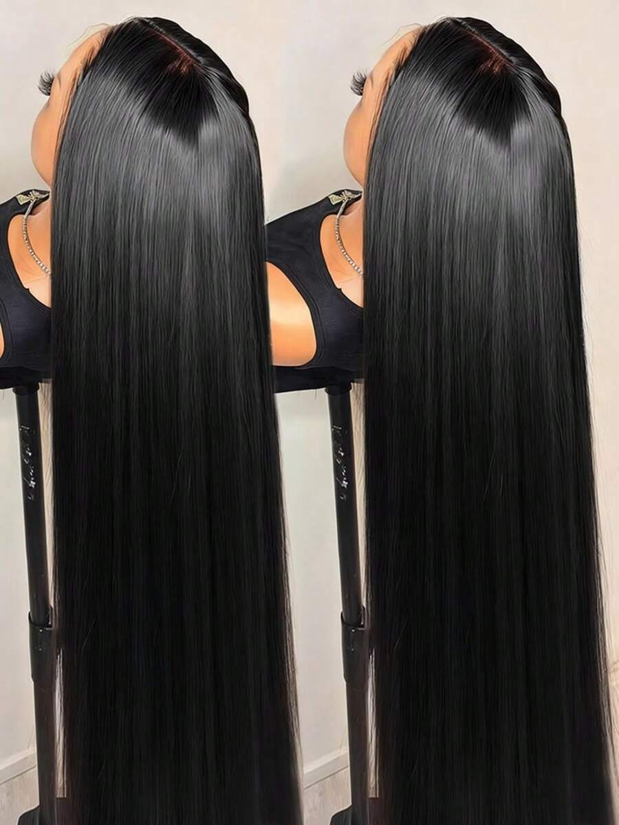 Uveous Put On And Go 13x4 HD Straight Frontal Wigs 200% Density Transparent Lace Front Wigs Human Hair Pre Plucked With Baby Hair Soft 10A Wigs For Women 22 Inch - Natural Black - 查看 1