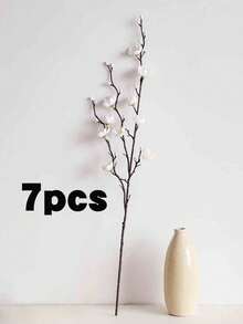 3/8/11/12/14pcs Artificial White Plum Blossom 21.7 Inch Fake Winter Floral Stems, Suitable For Home, Office, Hotel, Wedding, Party, Garden Decor - White - View 12