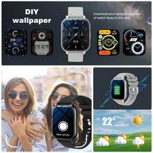 Smartwatch, 1.83-Inch Multifunctional Sports Smartwatch, Featuring Wireless Calling/Music, Message Notifications, Pedometer, Sedentary Reminders, And Multiple Watch Face Wallpapers. Suitable For Both Men And Women, Compatible With Android And IOS. Perfect As A New Year Gift. - View 6