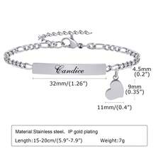 1pc Customized Stainless Steel 3-In-1 NK Chain Curved Plate Heart-Shaped Bracelet, Stainless Steel Jewelry, Women's Bracelet, Summer Accessory, Mother's Day Gift - Multicolor - View 4