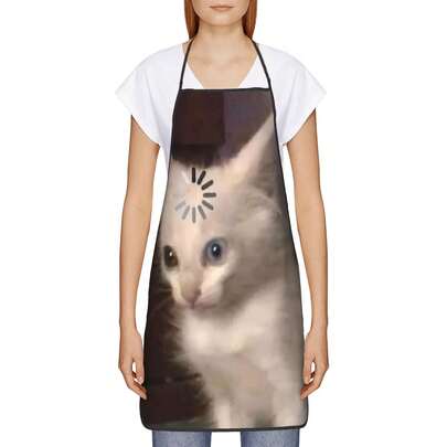 1pc Printed Colorful Art Apron - Vibrant Pattern, Polyester Material, Suitable For Cooking, Baking, Grilling And Art Creation, Barbecue Apron | Interesting Design | Cute Apron Size 74X55CM