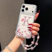 一套梅花手链+花朵字母图案TPU缓冲手机壳，适合作为情侣、女友、女儿、青少年的生日和圣诞礼物，兼容三星机型 - 無色 - 查看 3