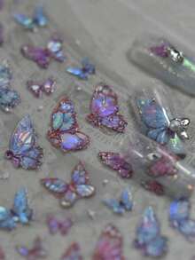 1pc 5D Nail Art Stickers Fragment Colourful Shell Light Butterfly High Quality Nail Stickers Spring Nail Art Decal Design Manicure Nails Nail Supplies - Nhiều màu - Xem 1