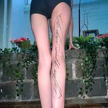 Tatuaje temporal a base de hierbas, diseño "Amar y sufrir", tatuaje temporal negro a prueba de agua y de larga duración, pegatina de tatuaje de cosplay, pegatina de tatuaje temporal realista y resistente al agua, aplicable en la espalda, el brazo y la pierna, decoración personalizada unisex - Negro - Ver 5