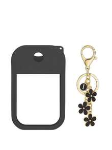 2pcs/1pc 1oz (30ml) Hand Sanitizer Spray Bottle Silicone Protective Case, Shiny Glitter, A-Z 26 Letter Flower Keychain Design, Scratch-Resistant, Waterproof, Reusable Sleeve For Travel, Gifts, Halloween, Christmas - Black - View 15