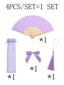 Bộ quà tặng cưới màu tím 16/8 chiếc dành cho nữ | Quạt cầm tay gấp gọn dành cho nữ kèm nơ và tua rua, túi lưới trong suốt, quà tặng trang trí dành cho nữ trong các dịp như tiệc cưới, sinh nhật, phụ kiện chụp ảnh cho phù dâu, quạt mùa hè. - nhiều màu - Xem 14