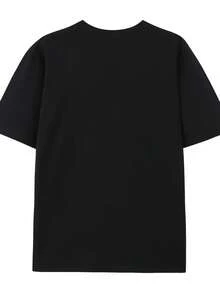 de algodón para hombre, con estampado equilibrado y diseño de letras bilingü- Transpirable, de corte holgado, para actividades al aire libre y uso diario cómodo, 180g% algodón. - Negro - Ver 2