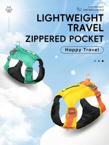Lightweight Dog Harness, Adjustable Breathable Pet Vest Harness With Zipper Pocket, Super Soft Padded Chest Strap, Reflective, Easy Clean, Suitable For Medium To Large Dogs - Multicolor - View 5