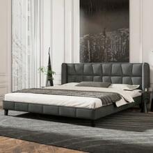 Upholstered Bed 180 X 200 Cm With Slatted Base And Headboard, Children's Bed, Suitable For Adults And Teenagers, Wooden Slatted Frame, Easy Assembly, Velvet, Grey - Grey - View 2