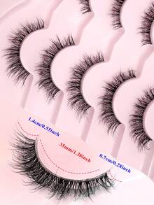 ENCHUW 5 Pairs Lashes With Clear Band Fluffy False Lashes Pack Natural Look False Eyelashes Wispy Eyelashes Curly Makeup Eyelashes For Daily Wear - Black - View 2