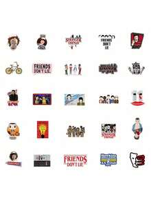 50pcs Glossy Waterproof Cartoon/TV Series/K-Pop/Anime Theme Stickers Suitable For Laptop, Luggage, Water Bottle - Multicolor - View 2