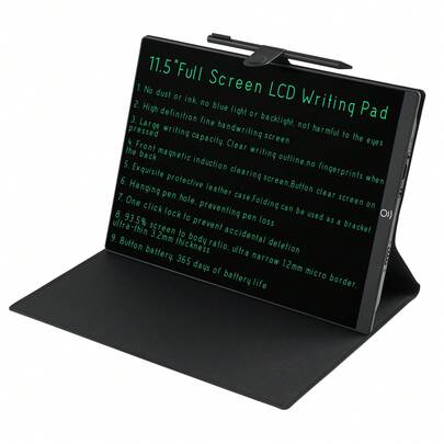Faltbares LCD-Schreibtablett mit zwei Bildschirmen – Wiederverwendbares Notizbuch, 14,3 Zoll, löschbarer digitaler Notizblock, E-Book-Schreibtablett mit Stift für Erwachsene, Büros, Zuhause und Schulen