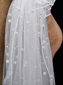 Pink Bridal Shawl, Faux Pearl Detachable Shoulder Wrap, Suitable For Wedding, Party, Easter - Multicolor - View 8