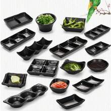 Sauce Dish Black ABS Three-Compartment Snack Plate For Home Cuisine Seasoning Plate Sushi Soy Dipping Sauce Bowl - Multicolor - View 6
