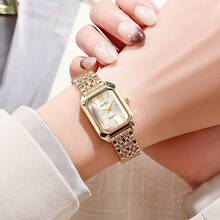 SOKI New Fashion Square Dial Quartz Women's Watch, Suitable For Daily Wear, Birthday Gift, Back To School, Thanksgiving, Couples, Best Gift - Gold - View 6