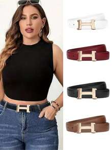 Thắt lưng da khóa hợp kim dành cho nữ, thắt lưng quần đa năng phong cách thường ngày. - Nhiều màu - Xem 1