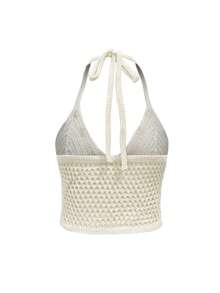 2026春夏新款女士时尚修身镂空露背性感针织罩衫 - 白色 - 查看 6