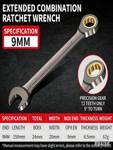 Chrome Vanadium Steel Combination Ratchet Wrench Set - Dual-Function, Quick Release, Open-End & Box-End Spanner Tools For Home & Automotive Repair - Adjustable Head Ratchet Wrench - View 16