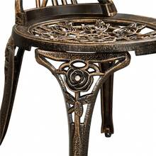 Butterslay 3 Piece Vintage Bistro Table Set Outdoor Metal Dining Set With Umbrella Hole Round Table And 2 Armless Chairs With Backrest Antique Aluminium Patio Furniture Set For Backyard Pool Balcony Cafe, Bronze - 銅色 - 查看 7