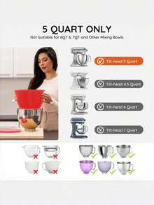Almohadilla de silicona para batidora de pie con cabezal inclinable de 5 cuartos, accesorios y aditamentos para batir y cocinar, reemplazo para el bol de mezcla, forro antideslizante para el bol de mezcla para hornear y cocinar, apto para lavavajillas, congelador, adecuado para la cocina, hornear en Año Nuevo - Multicolor - Ver 9