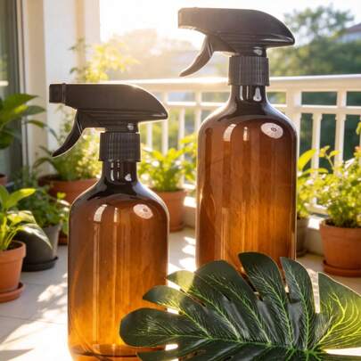 2个16盎司/473毫升可重复灌装塑料喷雾瓶，适用于精油、植物、清洁产品、护发喷雾，可调节细雾/水柱喷嘴，PET材质，家居浴室装饰，秋季/返校季适用