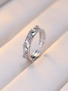 1pc Elegant Zirconia Wrapped Open Ring, Delicate Niche Design Finger Ring, Versatile For Commuting, Women - Open Ring - View 14