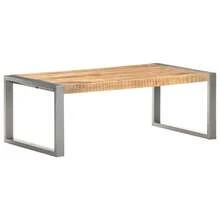 Coffee Table 110x60x40 Cm Rough Mango Wood - Grey - View 9