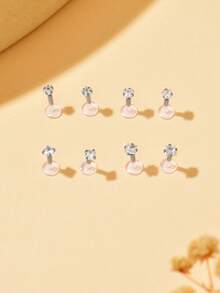 透明唇环耳环，塑料美杜莎唇钉穿刺饰品，耳骨耳环，耳夹耳环，无缝耳骨穿刺饰品，6毫米、8毫米、10毫米 - 彩色 - 查看 10