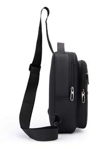 1个简约男士胸包，实用百搭休闲风格大容量商务通勤斜挎包 - 彩色 - 查看 10