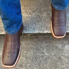 Men High-Top Leather Riding Boots - Chocolate Brown - View 8