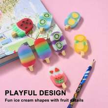 16pcs Cute Ice Cream Erasers For Kids, Kawaii Jelly Fruit Food Erasers Bulk For School Classroom Rewards Party Favors,42891839 - Multicolor - View 5