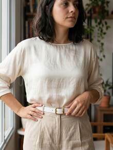 Women's Belt Set VALEY Gold Metal Faux Leather Minimalist Fashion Blogger Unisex Daily Wear Simple Casual 2024 Popularity Beautiful Season Black White Brown Caramel Pink Current Size Stitched Occasional Versatile Vintage - 套裝包含3個單元(黑色,焦糖色,白色) - 查看 5