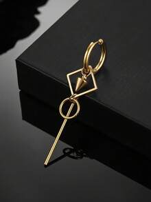 1pc Men's Geometric Long Earring - Gold - View 4