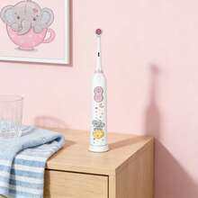 1PC Rotating Electric Toothbrush With 4 Brush Heads, Contains 2 AAA Batteries, Smart Clean Battery Powered Electric Toothbrush, Soft, A Variety Of Patterns - White - View 5