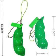 Pea Pod Squeeze Fidget Keychain - Edamame Stress Relief Toy For Skin Picking & Anxiety, Portable 2-Color Decompression Pea Bean Keyring, Fun Party Favor & Sensory Toy For All Ages(Light Green) - Green - View 5