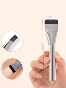 3pcs/1pc Makeup Brush Set, Including Powder Brush, Angled Makeup Sponge, Triangle Powder Puff,Liquid Foundation Mixing Tools, Foundation Brush Set For Liquid Makeup, Professional Kabuki Foundation Brush Set For Blending Liquid Cream, Cosmetic Polishing Spot Foundation Brush For Daily Face Foundation Base,For Beginner,For Professional,For Portable Makeup Brush Set - Silver - View 3