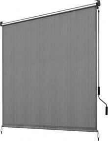 Toile d'ombrage en PEHD pour store vertical, tube en aluminium avec manivelle sans fil, store vertical, toile d'ombrage en PEHD pour pergola de terrasse, store de balcon - Gris foncé - Voir 1