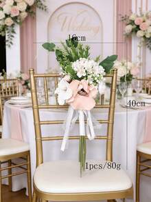 Western Style Outdoor Wedding Bride Bouquet, Imitation Rose Bridal Bouquet With Pearl & Tulle Valentine's Day Accessories - Multicolor - View 11
