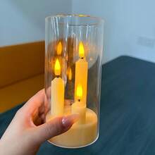 1pc LED Candle Light Set, Indoor/Outdoor Tabletop Atmosphere Lamp, Battery Powered (Batteries Not Included), Flickering Flame Night Light, Suitable For Home, Bedroom, Proposal, Christmas, Halloween, Party, Camping Decor - Candle - View 10