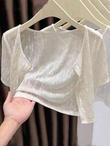 1 buah Bolero Lengan Pendek Berenda, Bolero Tipis Ringan untuk Gaun Musim Panas - MultiWarna - View 4